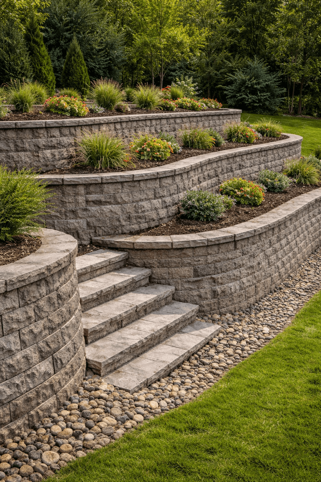 Retaining wall & landscaping