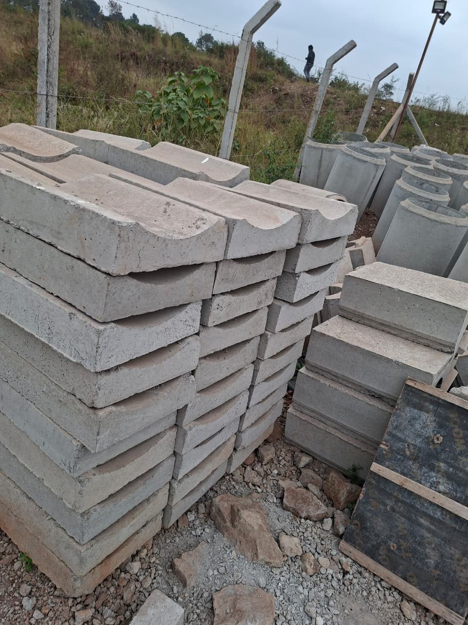 Precast invert drainage channels stocked for efficient stormwater control