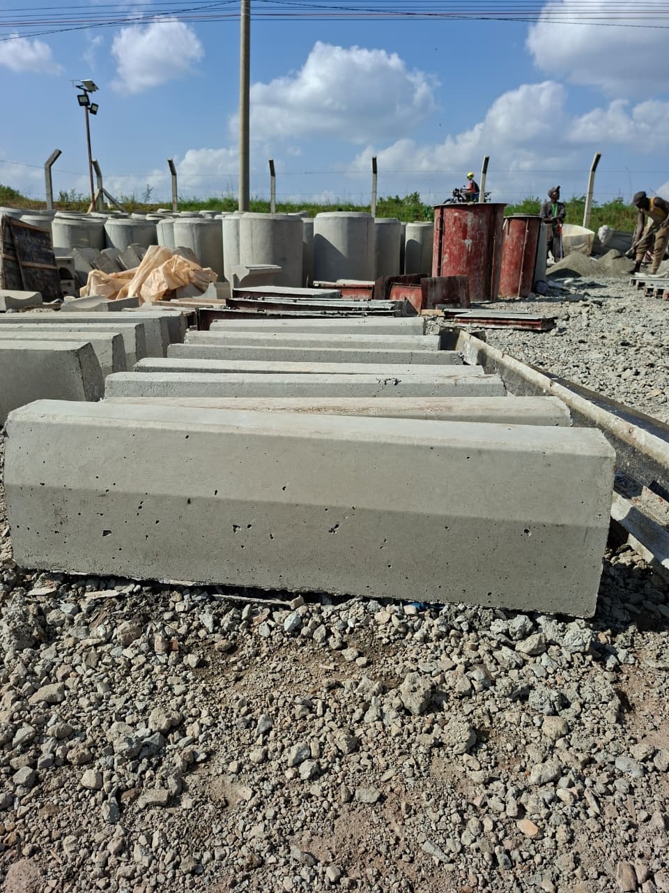 Kerbstones fresh off the moulds at our production yard